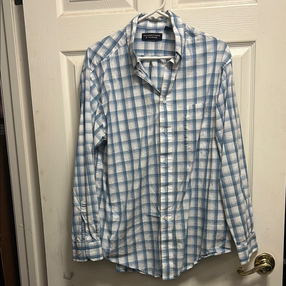 Nautica Blue and White Checkered Men's Shirt